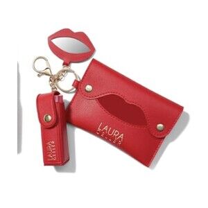 Laura Geller 3 piece Bag Charm, Tissue Holder, Lipstick Holder, Lip Mirror New